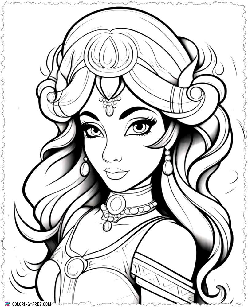 13 Page Princess Of The Deserts Coloring Page In Detail