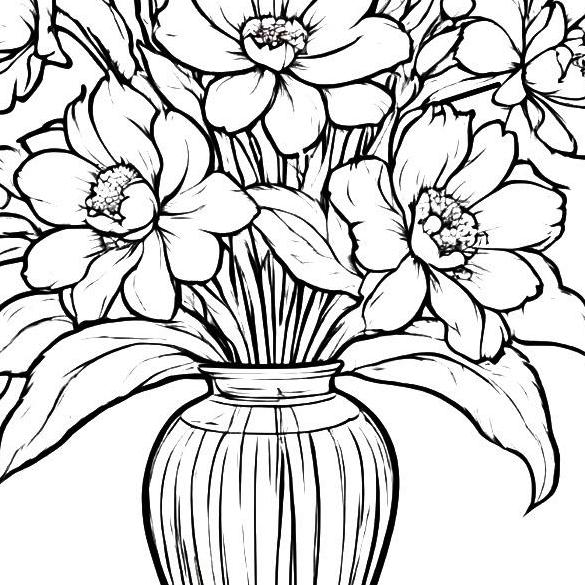 Flowers In Vase Coloring Pages
