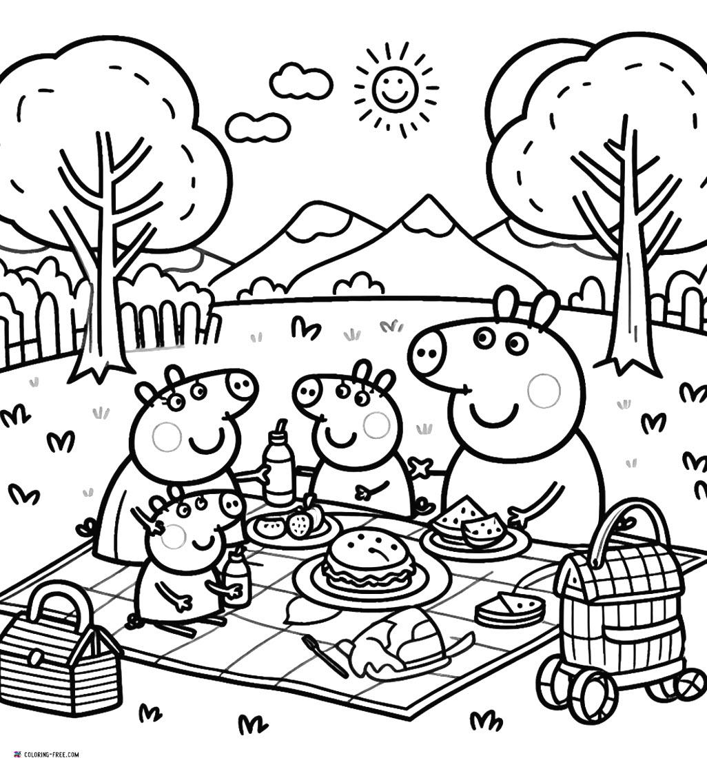 Peppa Pig Family Colouring Pages