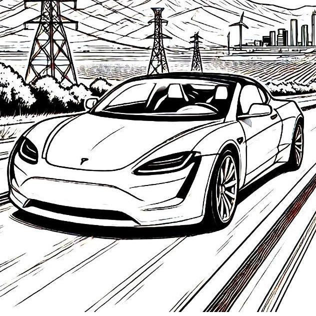Tesla Car Coloring Pages